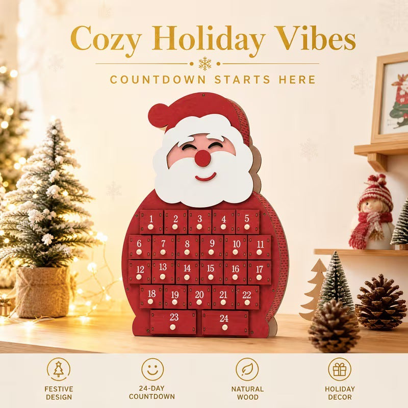 Weihnachts-Countdown-Kalender aus Holz, verschiedene Motive