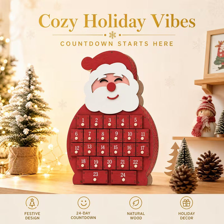 Weihnachts-Countdown-Kalender aus Holz, verschiedene Motive