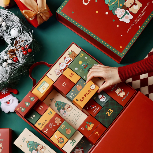 Weihnachts-Adventskalender-Geschenkbox, 24 Fächer