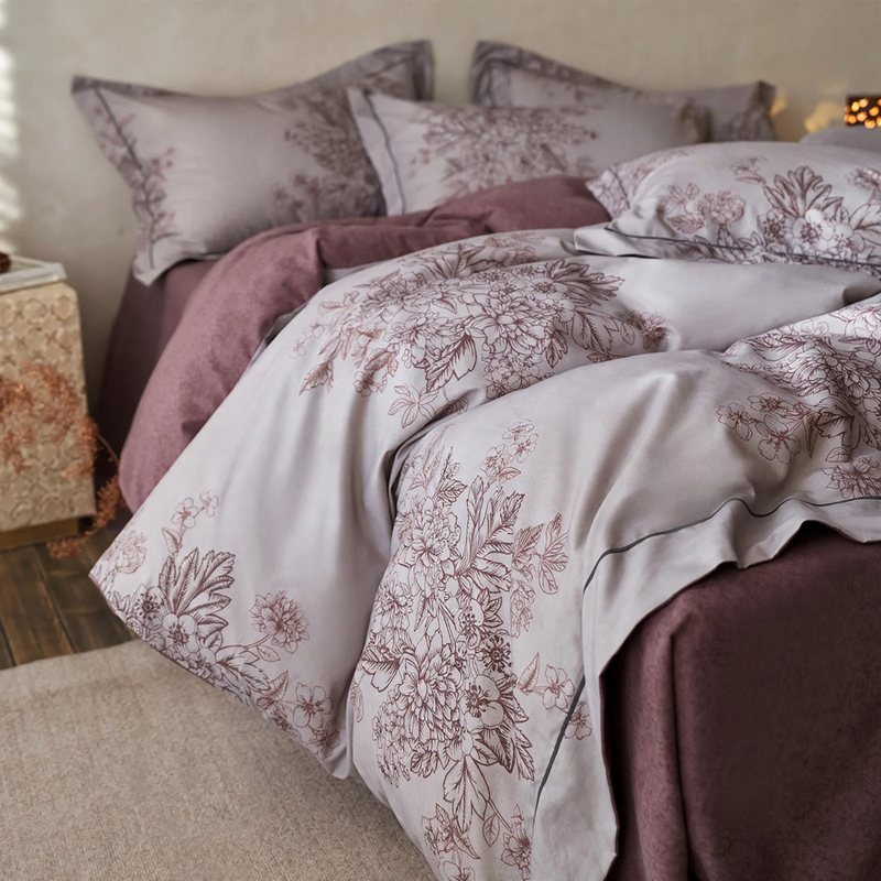 Baumwoll-Bettwäsche mit Blumenmuster, 4-teilig