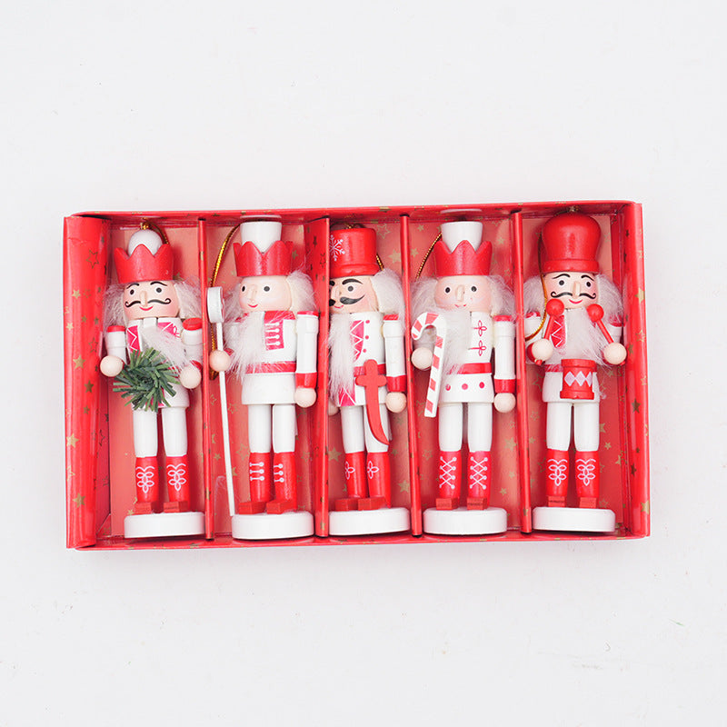Nussknacker-Anhänger aus Holz, 12 cm, 5er-Set