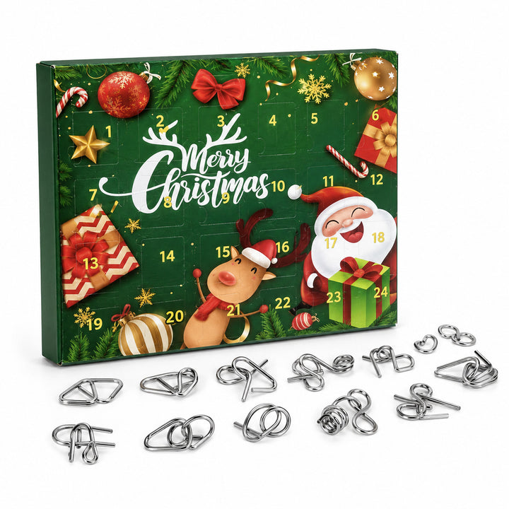 Adventskalender mit 24 Metall-Geduldsspielen