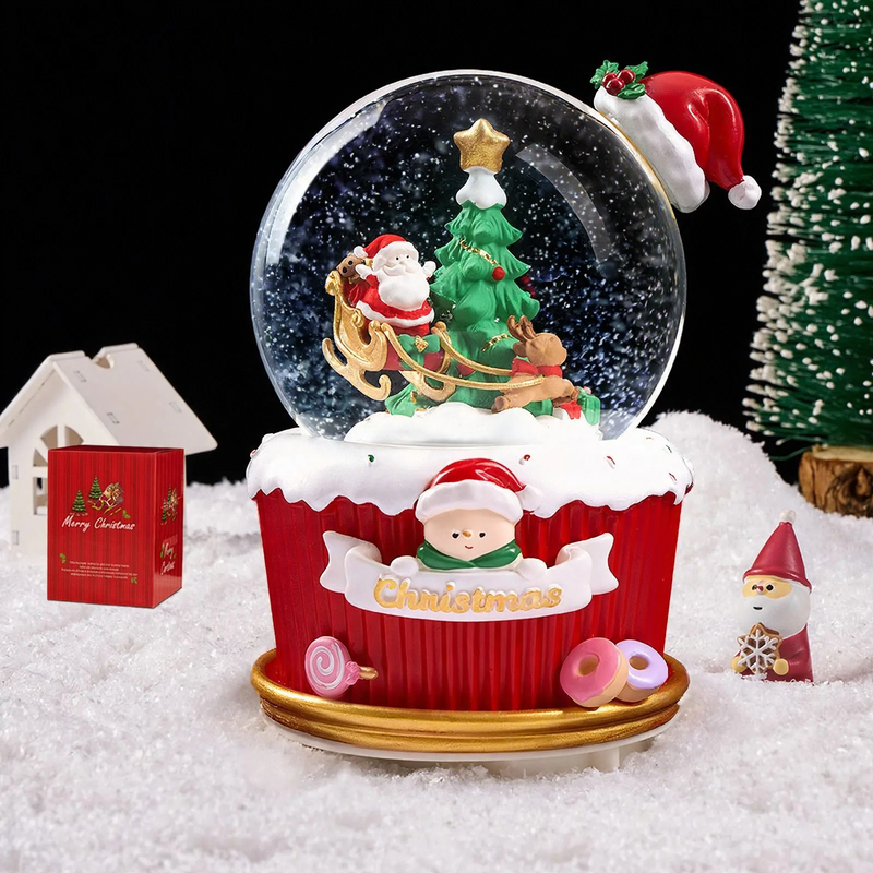 Weihnachtliche Schneekugel mit Spieluhr und Kutschen-Design