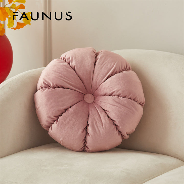 Rundes Flausch-Sitzkissen mit Faltendesign, 35×35 cm