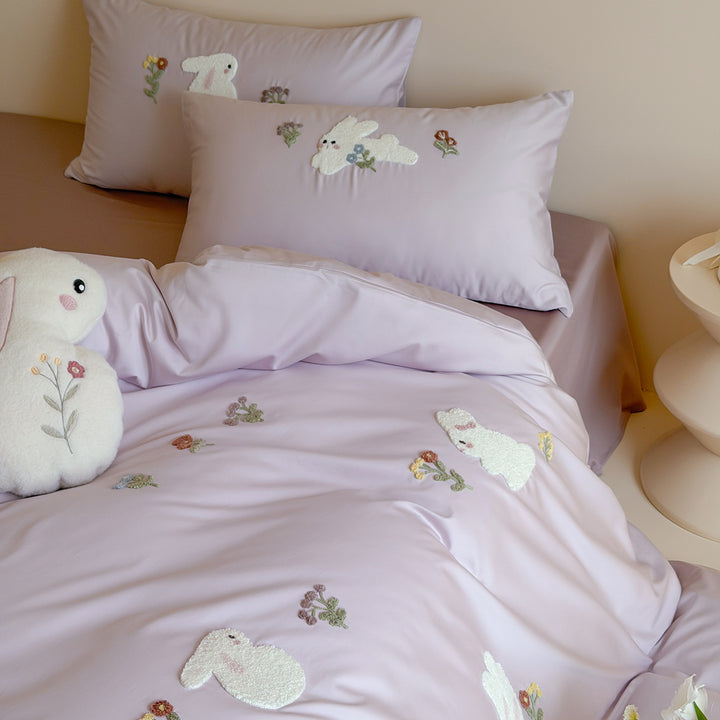 Satin-Bettwäsche-Set aus 100S Langstapel-Baumwolle, bestickt