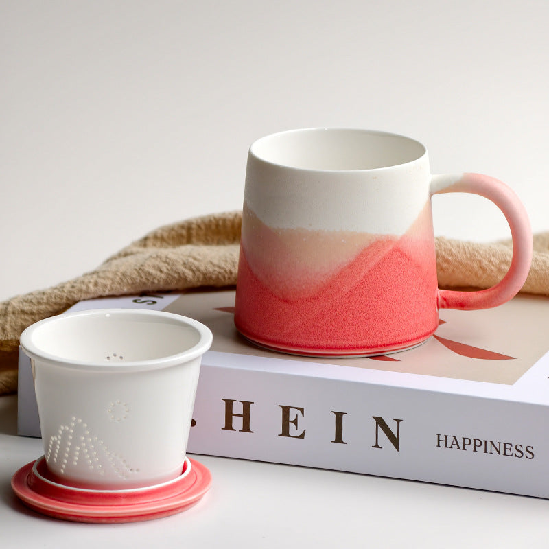 Keramik-Kaffeetasse mit Tee-Sieb, 350 ml