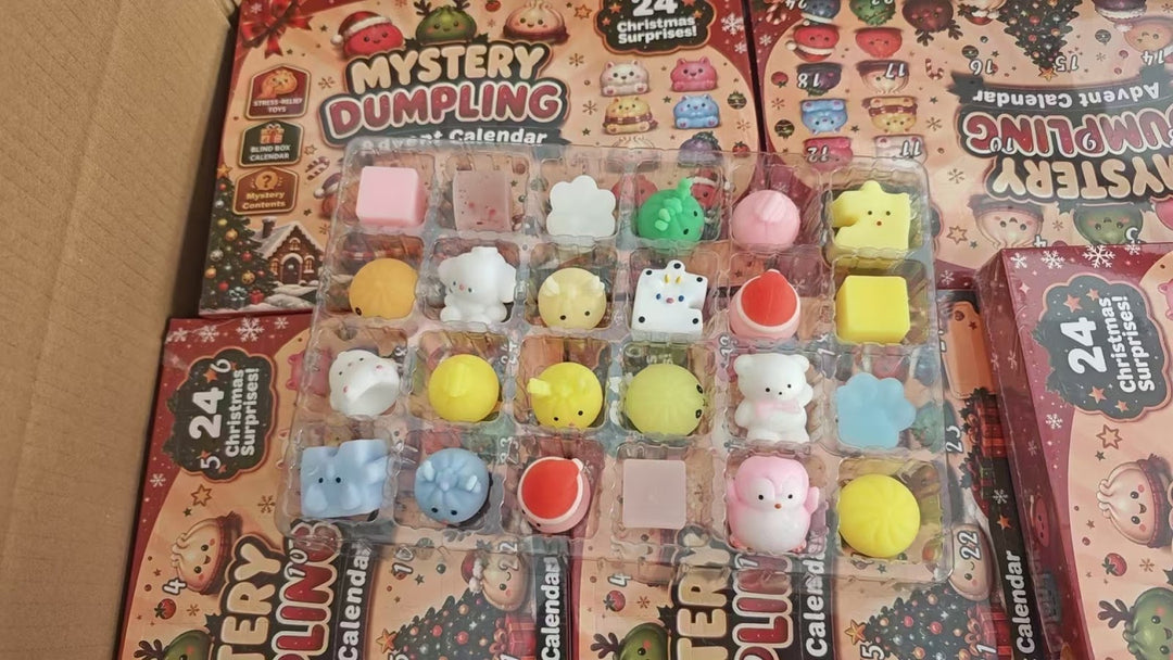 Weihnachts-Adventskalender mit 24 Überraschungs-Quetschfiguren