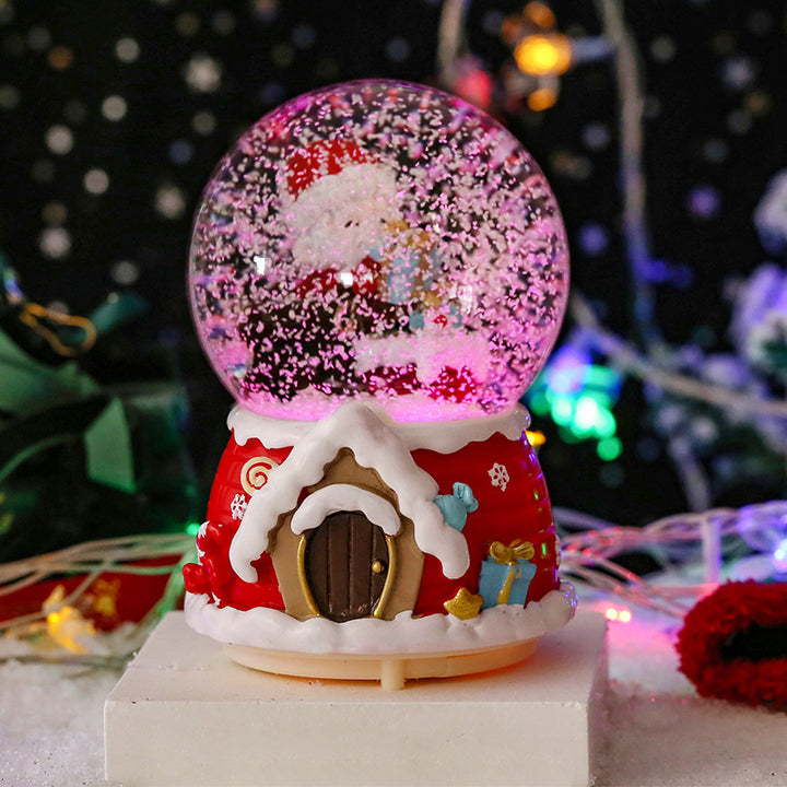 Weihnachts-Schneekugel mit Weihnachtsmann auf Motorrad