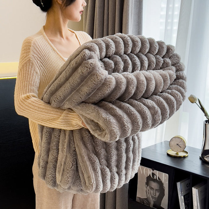 Kaninchenfell-Fleece-Wolldecke, Polyester, 300–500 g