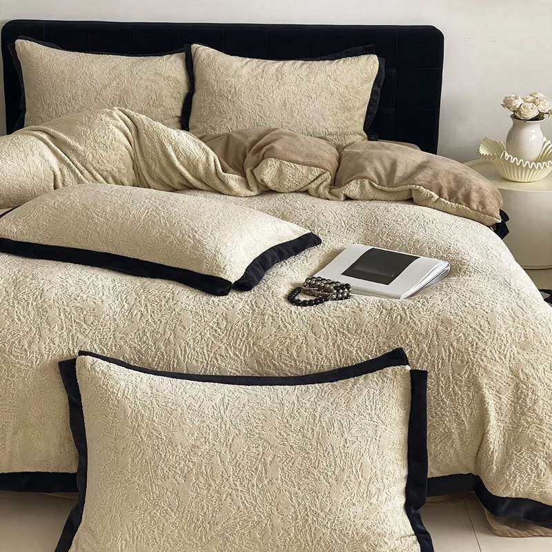 Milchfleece-Bettwäsche-Set, französischer Stil, Winter