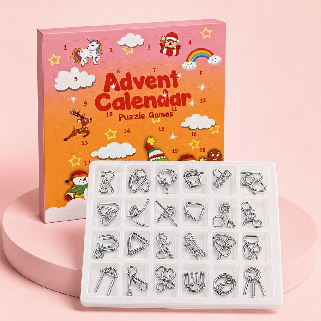 Adventskalender mit 24 Metall-Geduldsspielen