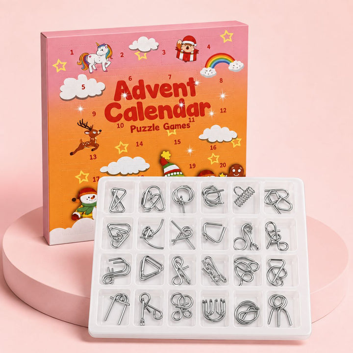 Adventskalender mit 24 Metall-Geduldsspielen