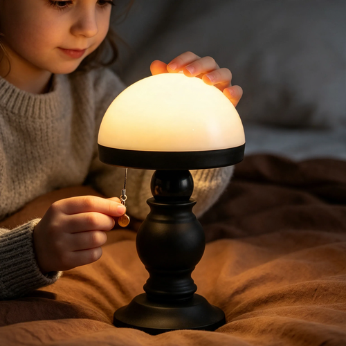 Französische Pilz-Tischlampe mit Zugschalter