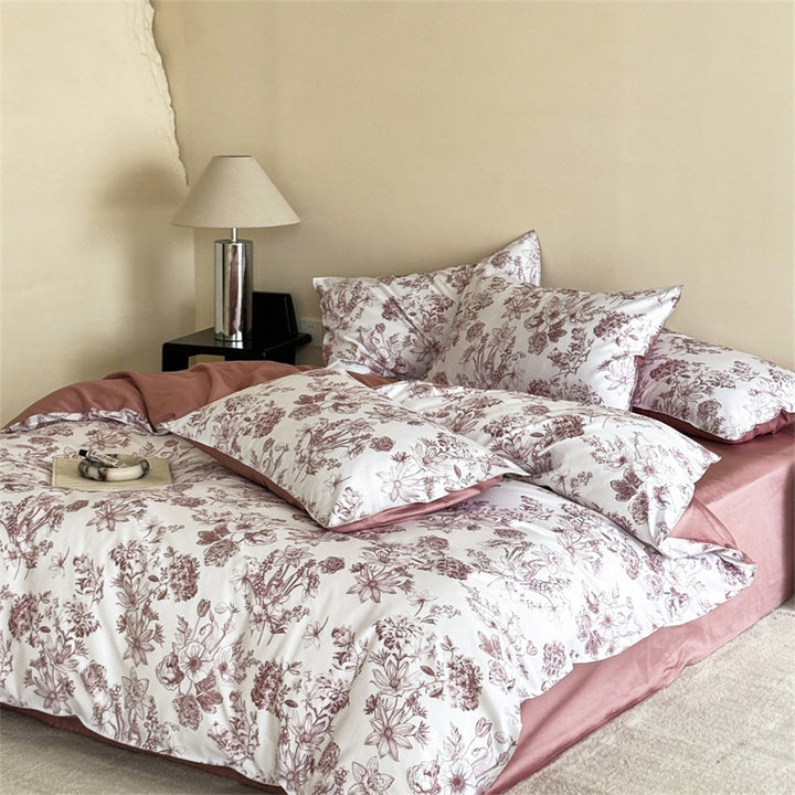 Bettwäsche-Set aus Langstapelbaumwolle, Blumenmuster