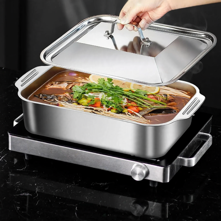 Edelstahl-Serviertablett, quadratisch