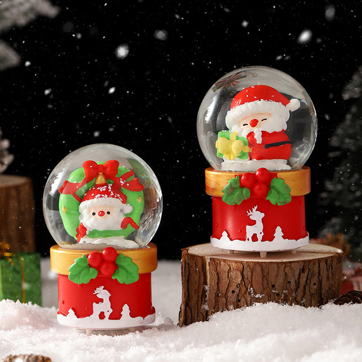Weihnachtliche Schneekugel mit Beleuchtung