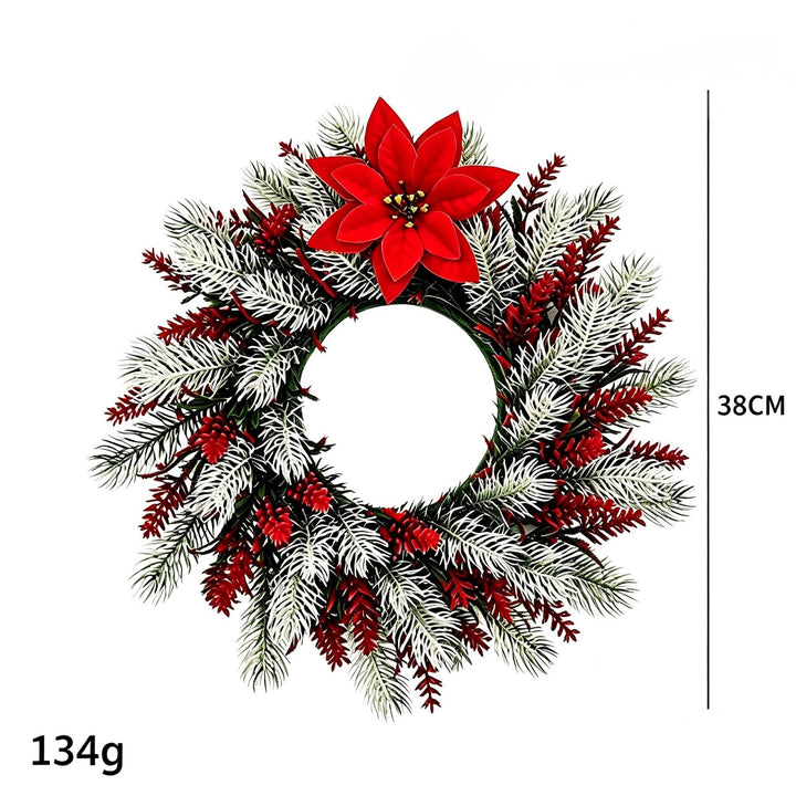 Künstlicher Weihnachtskranz mit Tannenzweigen und Beeren, 38 cm