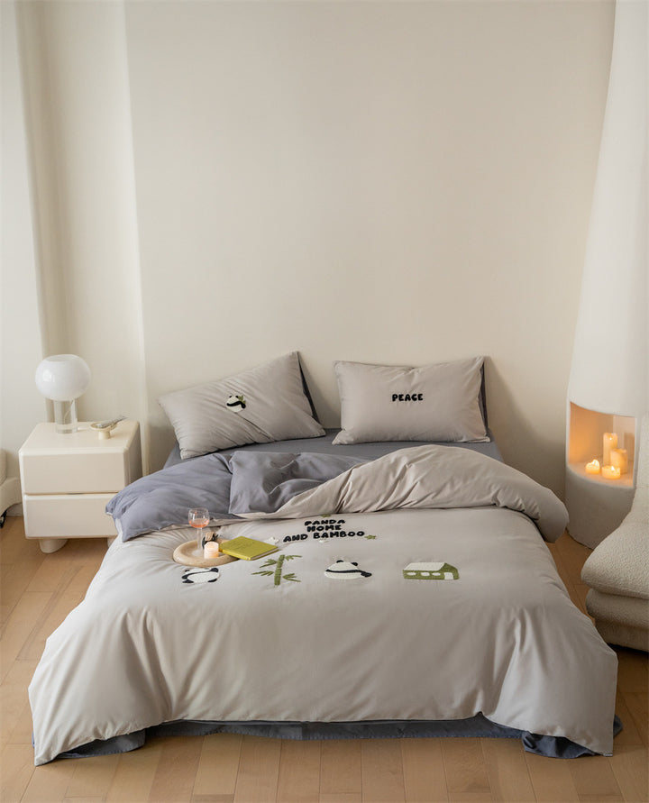 Verspieltes Baumwoll-Bettwäsche-Set mit Tiermotiven