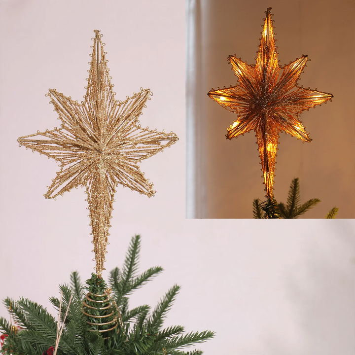 Weihnachtsbaumspitze Stern aus Eisen und Stoff