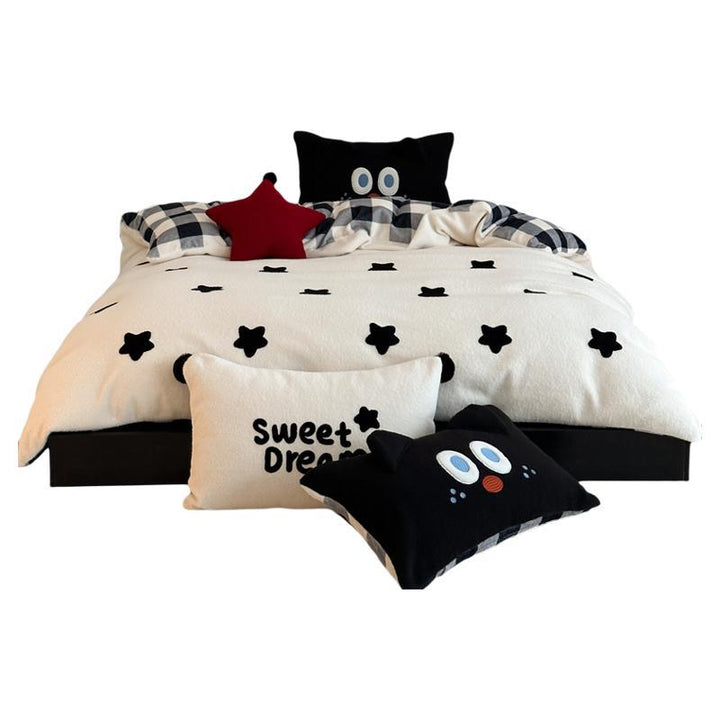 Milchfaser-Fleece Bettwäsche-Set mit Sternenmuster