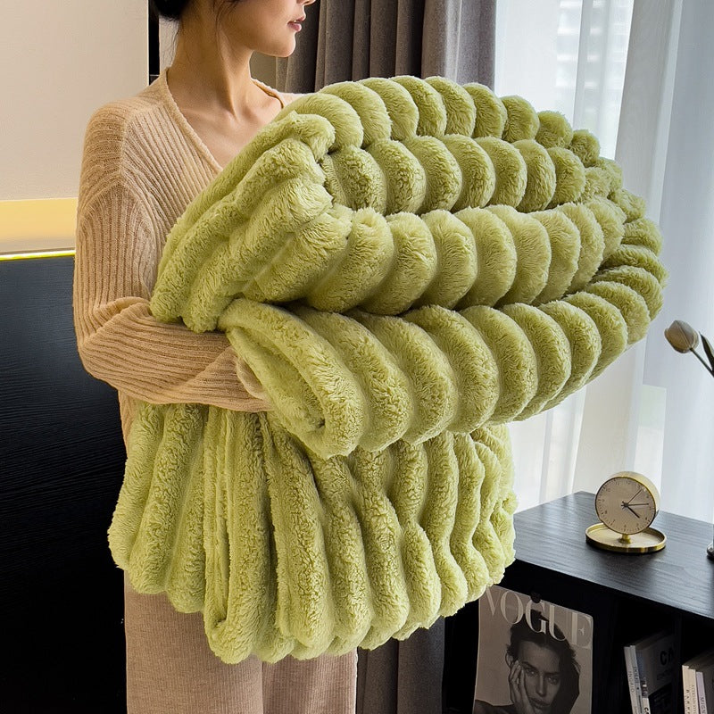 Kaninchenfell-Fleece-Wolldecke, Polyester, 300–500 g