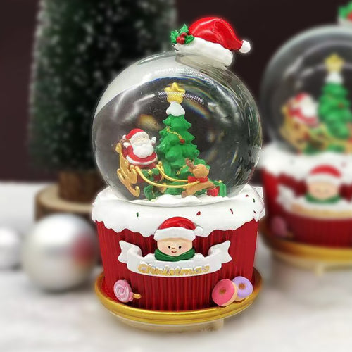 Weihnachtliche Schneekugel mit Musik und Licht