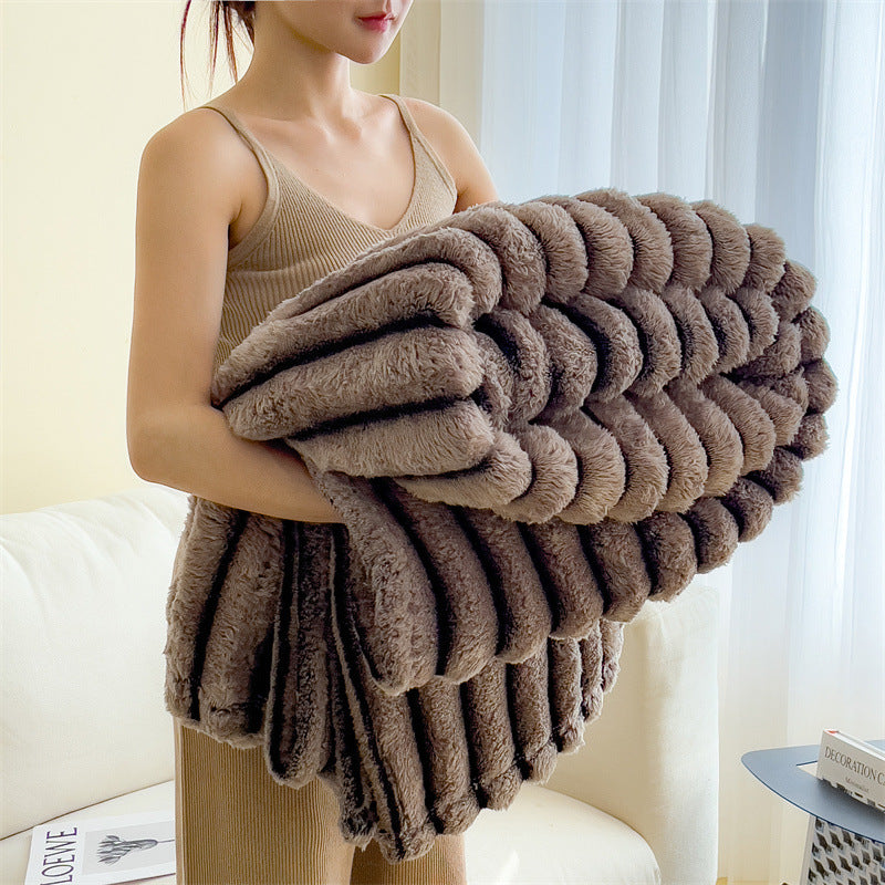 Flauschige Kaninchenfell-Imitat Decke, warm und weich