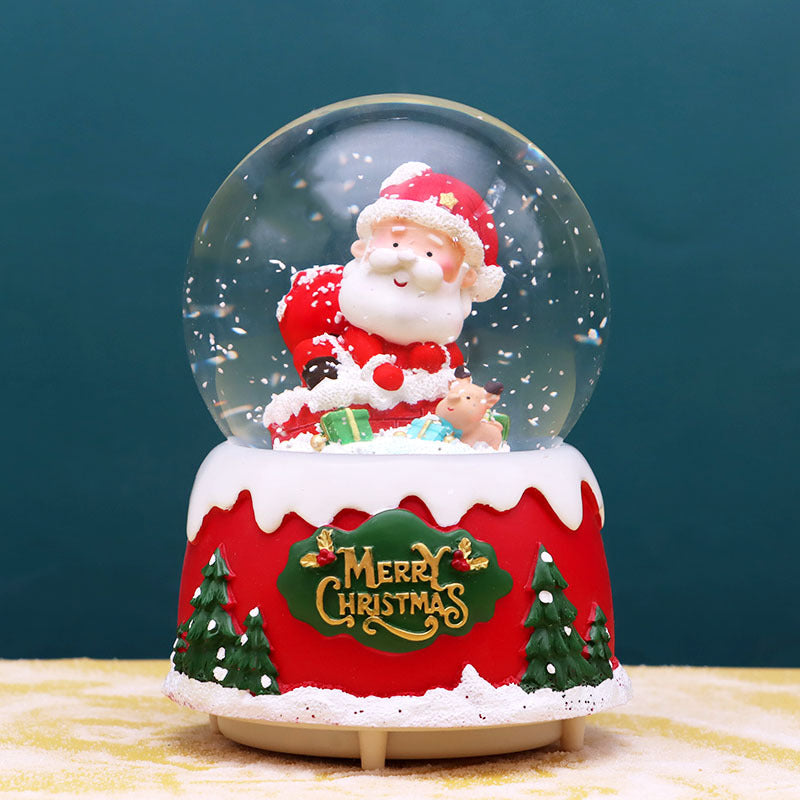 Weihnachtliche Schneekugel mit Musik und Licht