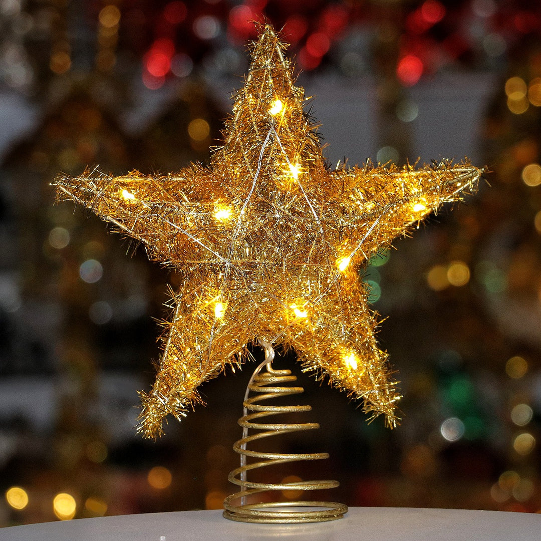 Weihnachtsbaum-Spitze Stern aus Eisen mit LED-Beleuchtung