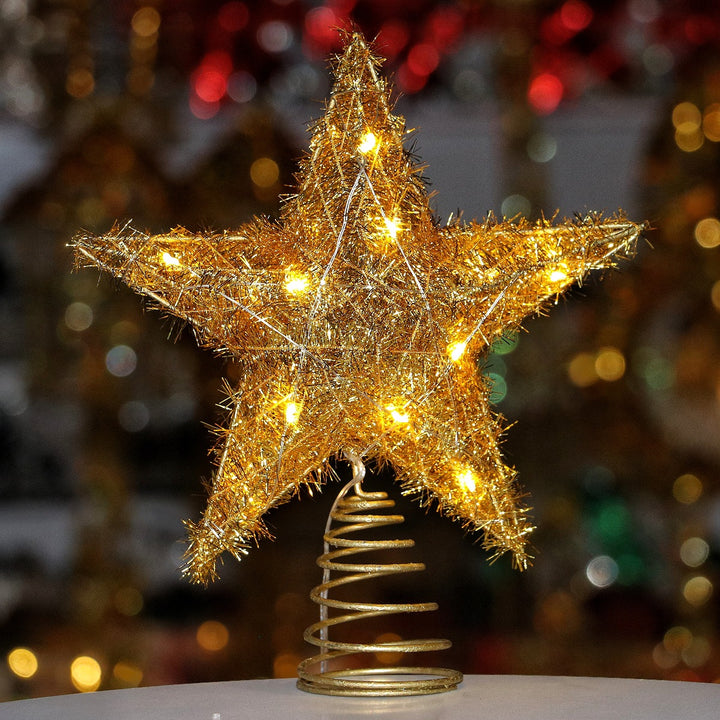 Weihnachtsbaum-Spitze Stern aus Eisen mit LED-Beleuchtung