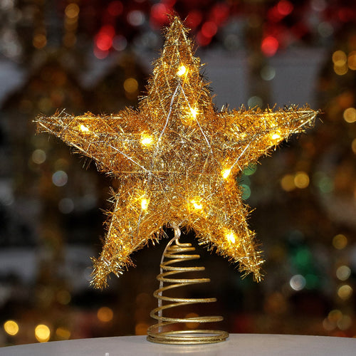 Weihnachtsbaum-Spitze Stern aus Eisen mit LED-Beleuchtung