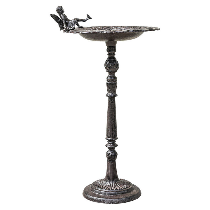 Stand-Vogeltränke aus Gusseisen, Engel-Design, Antik-Optik