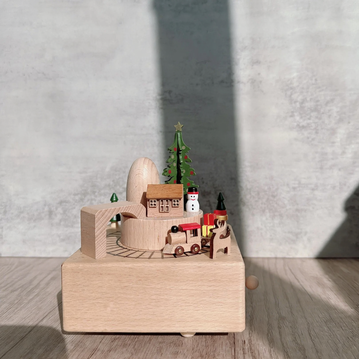 Spieluhr aus Buchenholz, handbemaltes Design