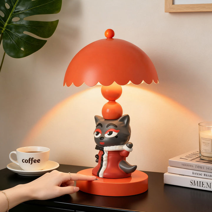 Cartoon-Tischlampe, Rot, Emaillefinish