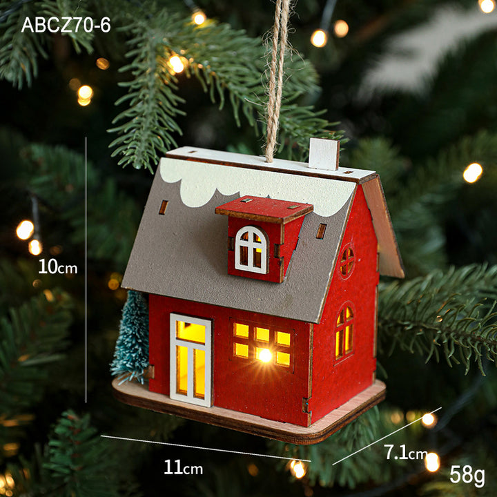 Beleuchtetes Holzhaus für Weihnachtsdekoration