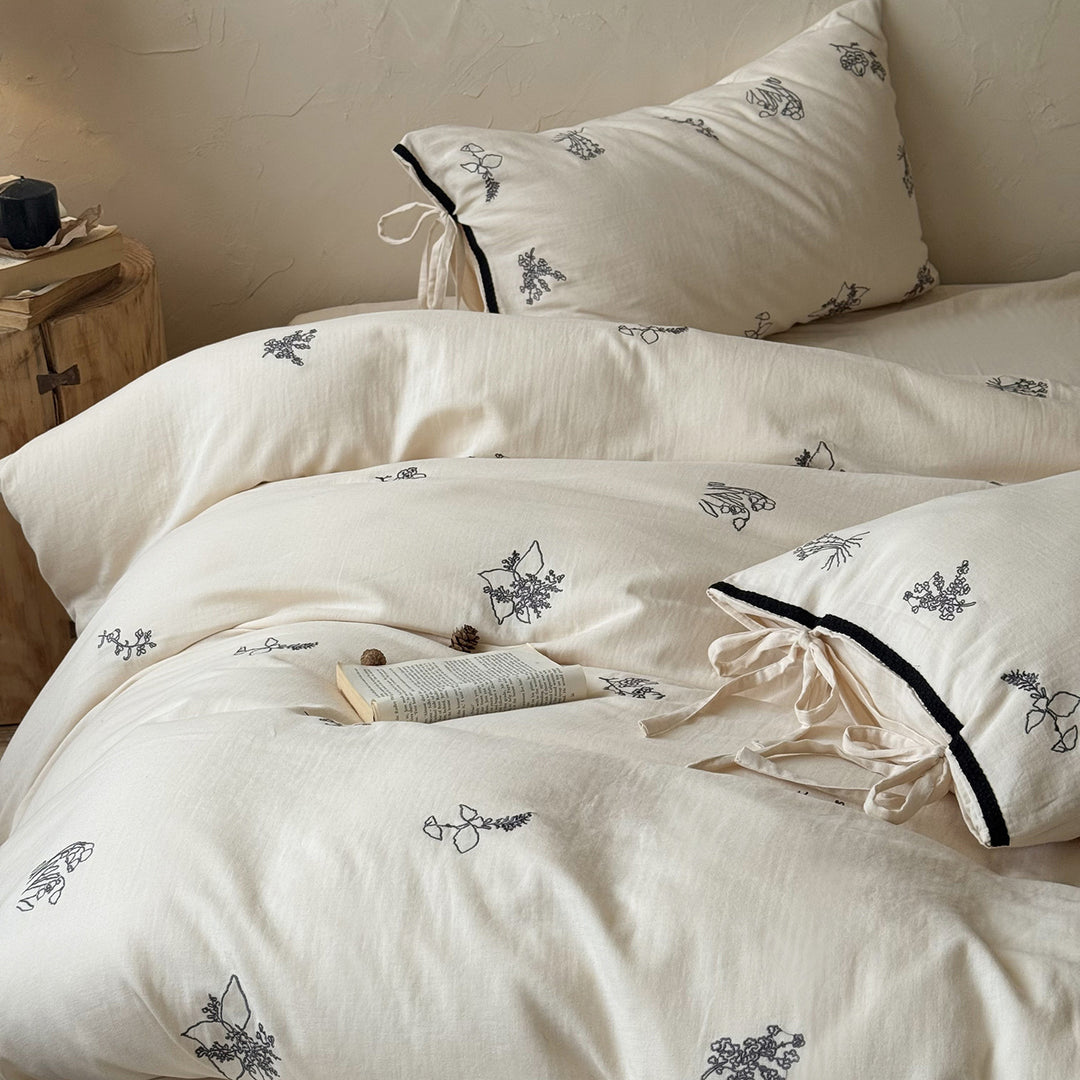 Baumwoll-Bettwäsche mit Knitterstruktur, 4-teilig