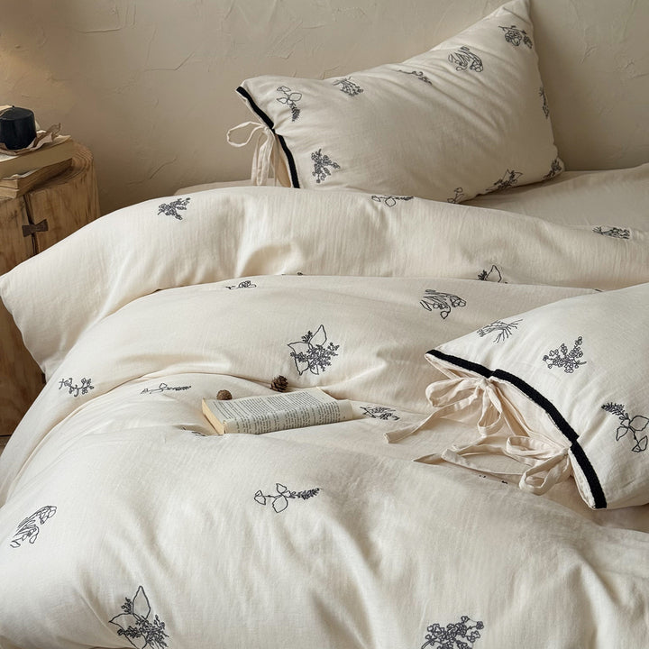 Baumwoll-Bettwäsche mit Knitterstruktur, 4-teilig