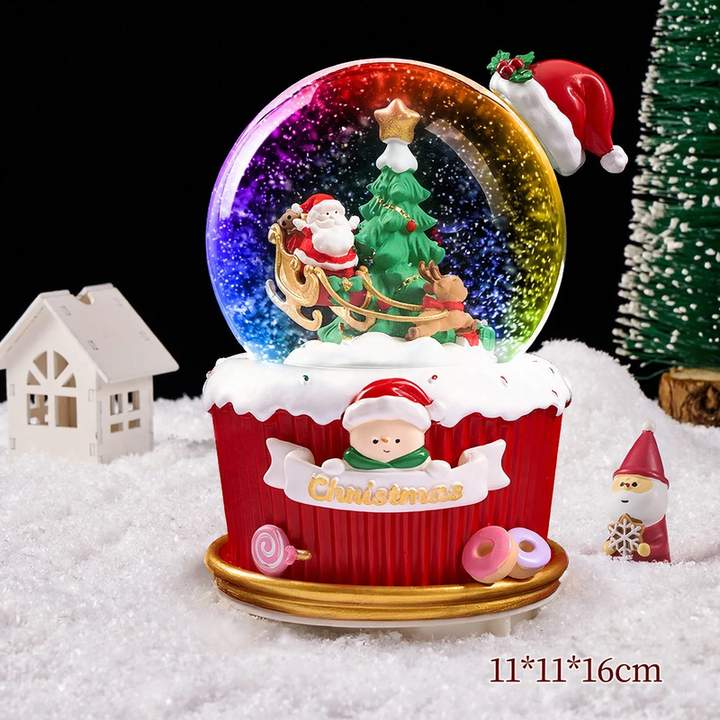 Weihnachtliche Schneekugel mit Spieluhr und Kutschen-Design