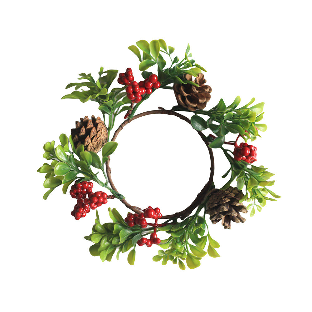 Weihnachtlicher Kerzenkranz mit Tannenzapfen, 18 cm