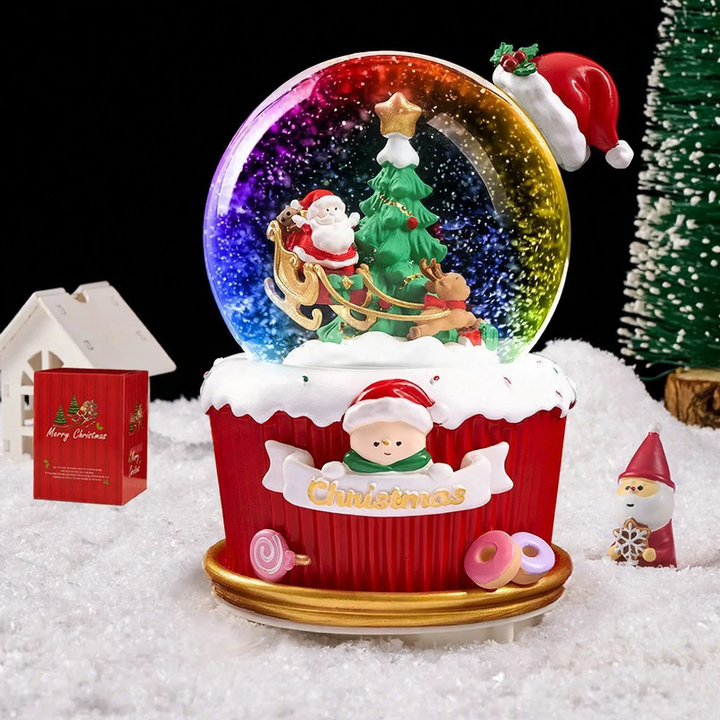 Weihnachtliche Schneekugel mit Licht und Musik