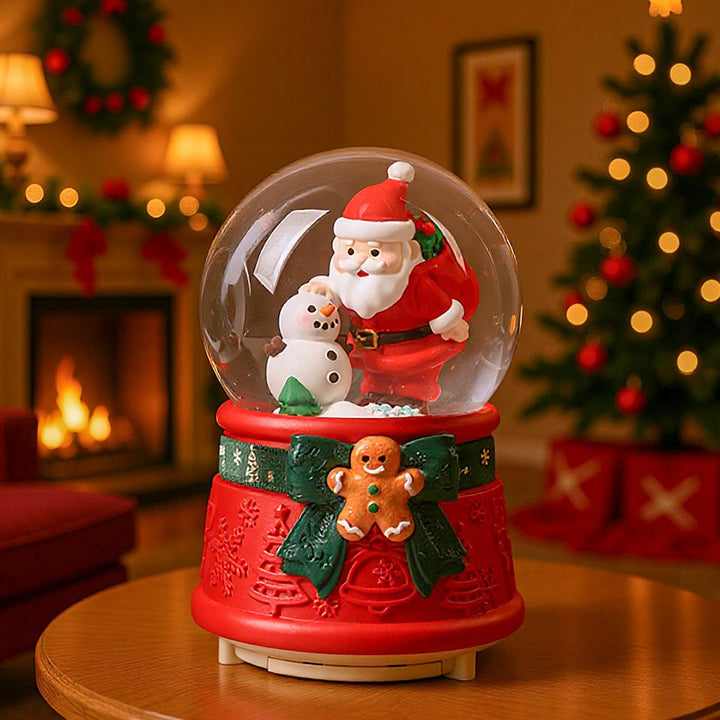 Weihnachtliche Schneekugel-Spieluhr mit Licht
