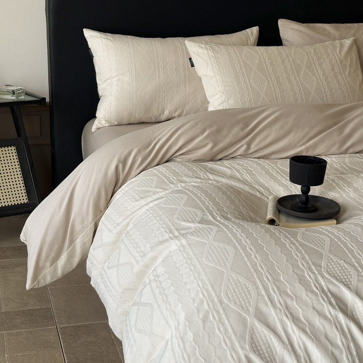 Baumwoll-Bettwäsche-Set mit Jacquard-Webung, verschiedene Größen
