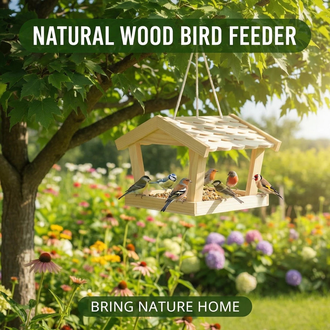Hängendes Vogelhaus aus Massivholz für den Außenbereich