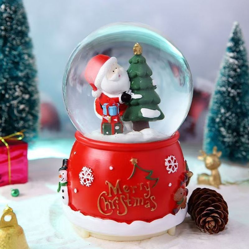 Weihnachts-Spieluhr mit Glaskugel und Schneeeffekt