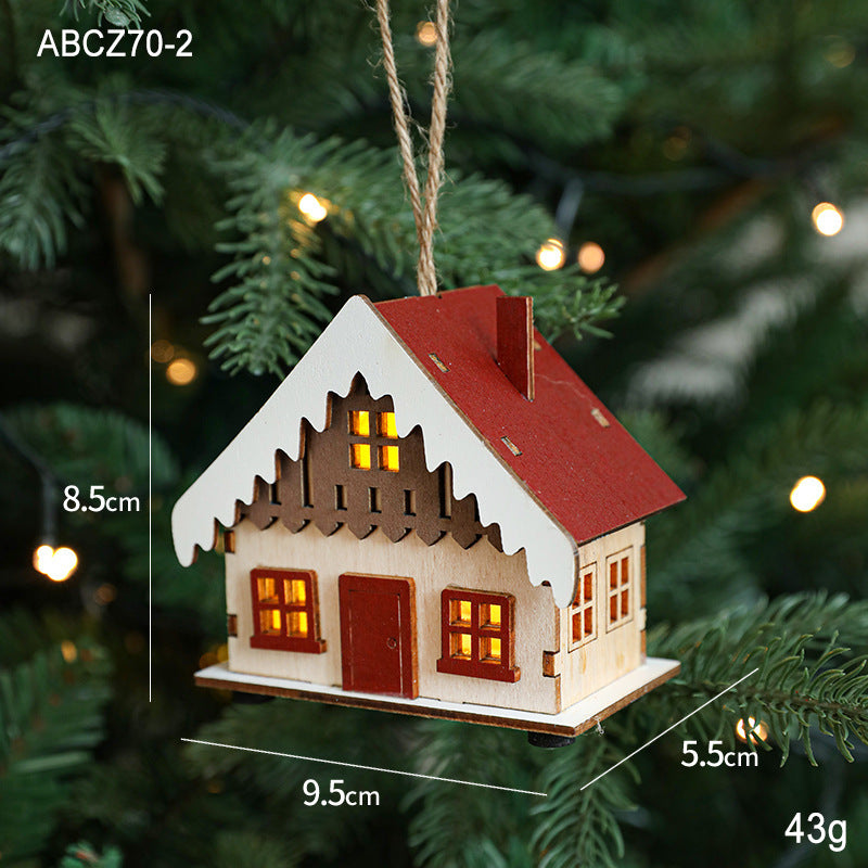 Beleuchtetes Holzhaus für Weihnachtsdekoration