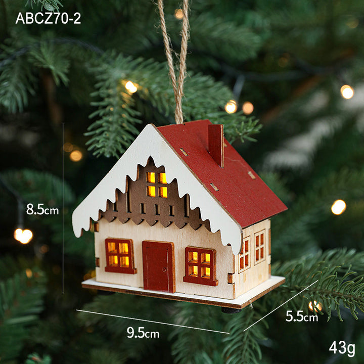 Beleuchtetes Holzhaus für Weihnachtsdekoration