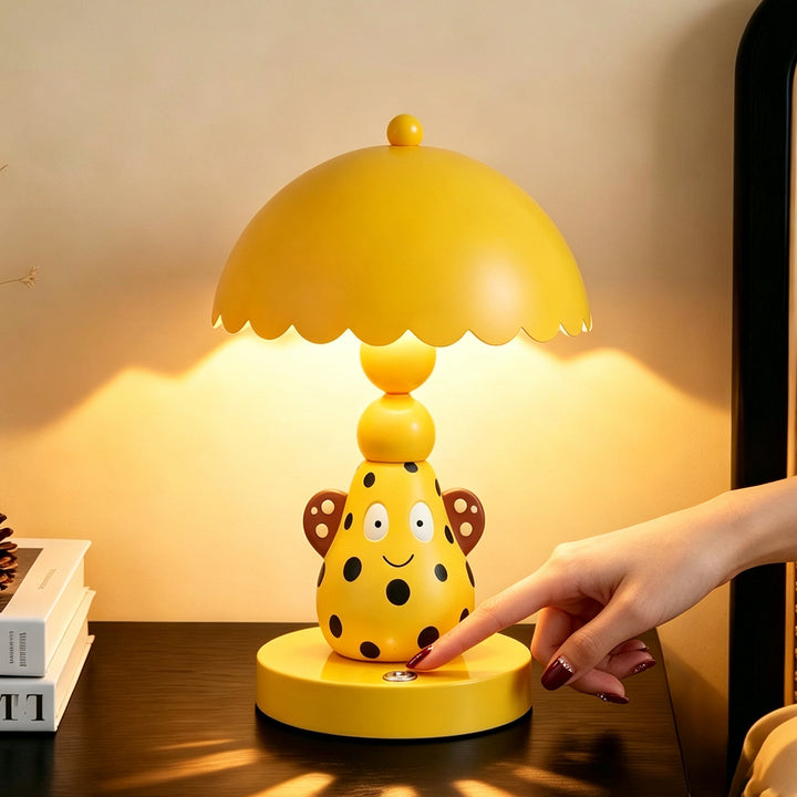 Bunte Birnen-Tischlampe mit Punktmuster