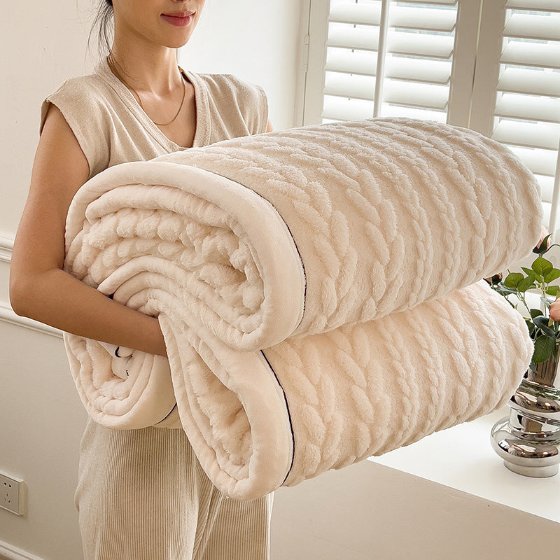 Milchfaser-Fleece Wohndecke mit Ähren-Muster, verschiedene Größen
