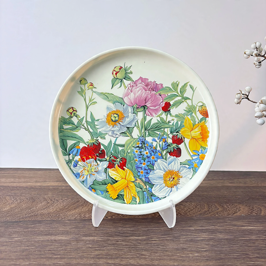 Keramikschale mit Blumenmotiv, 13-14 cm, elegant