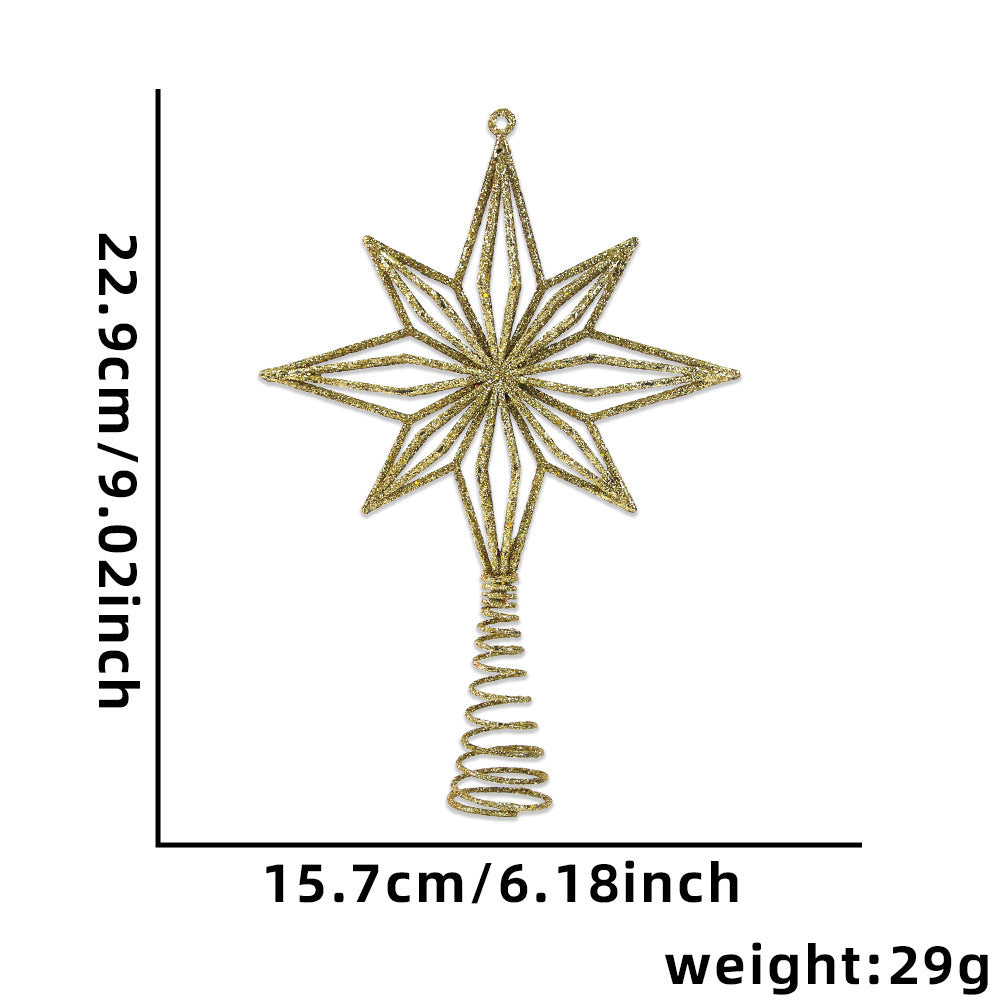 Weihnachtsbaumspitze Stern mit Glitzer-Schneeflocken-Design